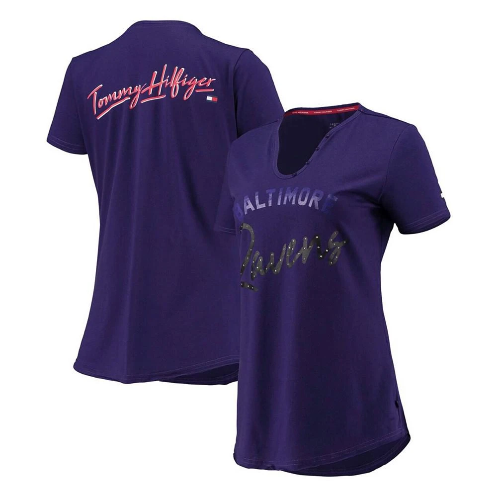 商品Tommy Hilfiger|Women's Purple Baltimore Ravens Riley V-Neck T-shirt,价格¥192,第1张图片