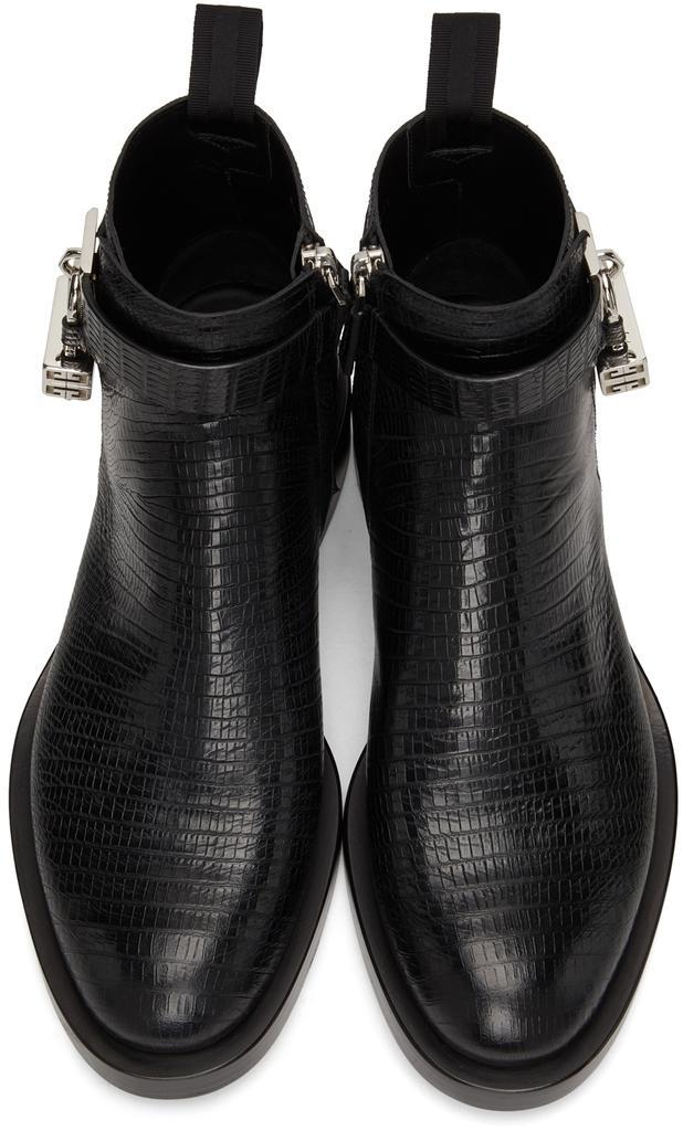 商品Givenchy|黑色 Padlock 蜥蜴纹踝靴,价格¥12238,第7张图片详细描述