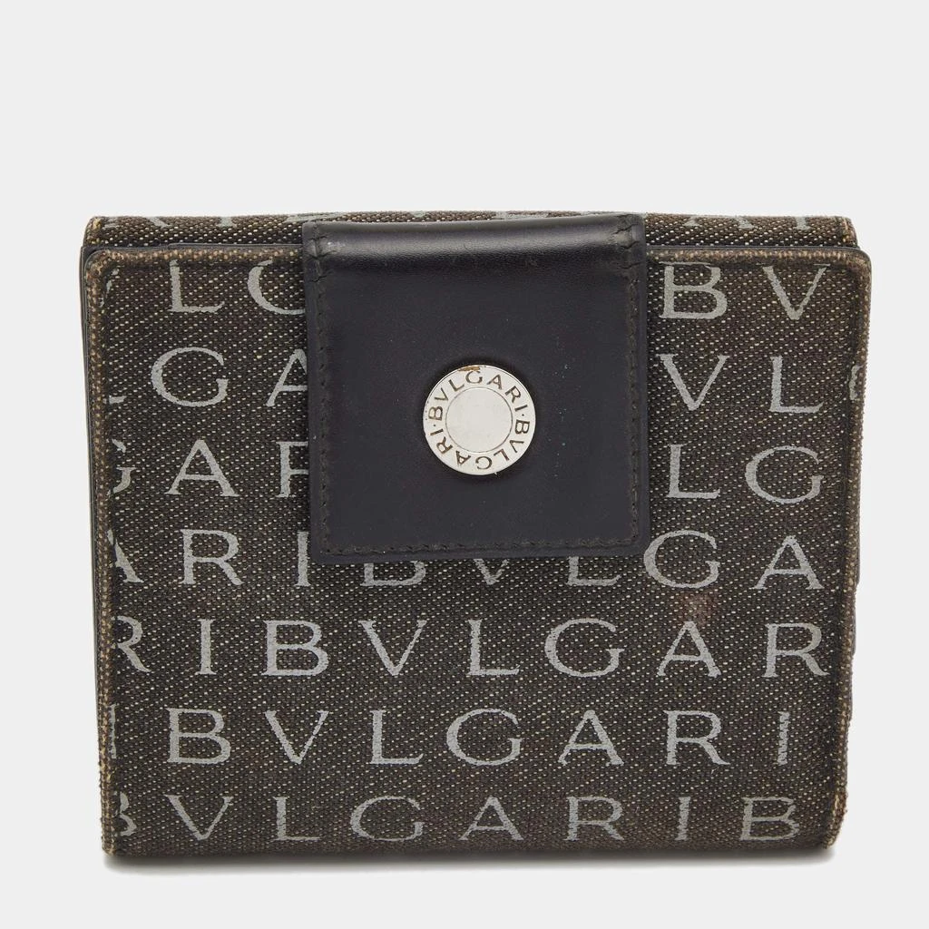 商品[二手商品] BVLGARI|Bvlgari Black Logo Mania Denim Compact Flap Wallet,价格¥813,第1张图片