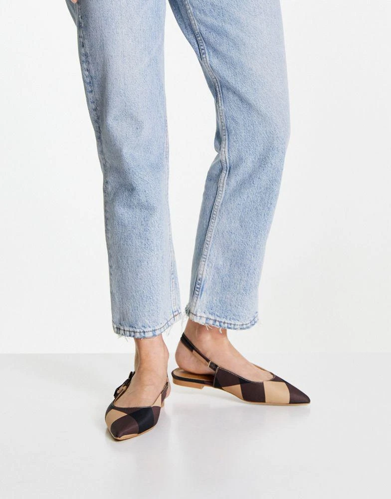 商品ASOS|ASOS DESIGN Leela bow point slingback ballet flats in check,价格¥84,第3张图片详细描述