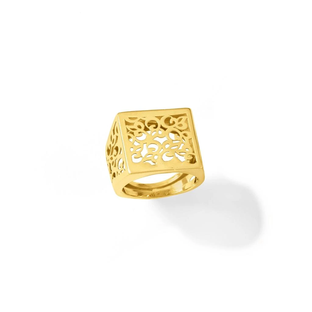 Italian 14kt Yellow Gold Filigree Square-Top Ring 商品