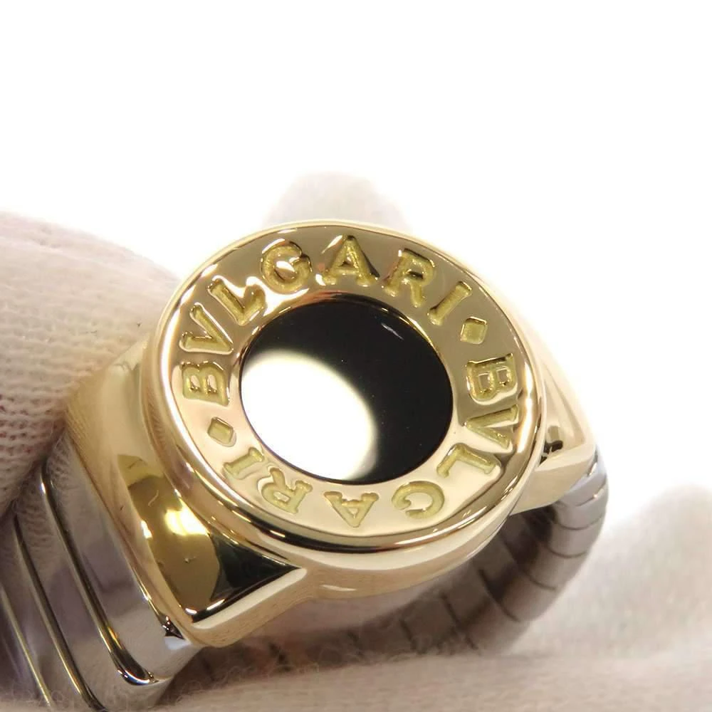 Bvlgari Tubogas 18K Yellow Gold, Stainless Steel Onyx Ring EU 51 - US 5.75  商品