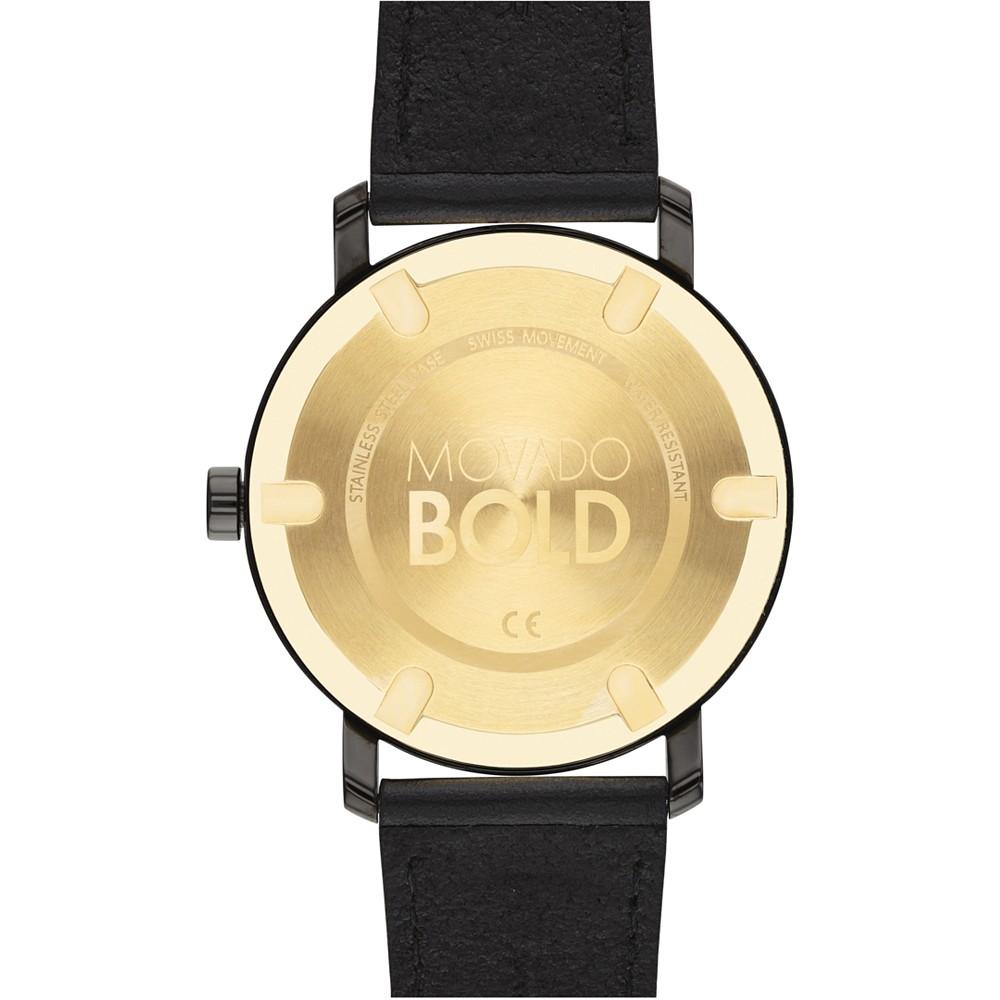 Men's Swiss Bold Evolution Black Leather Strap Watch 40mm商品第3张图片规格展示