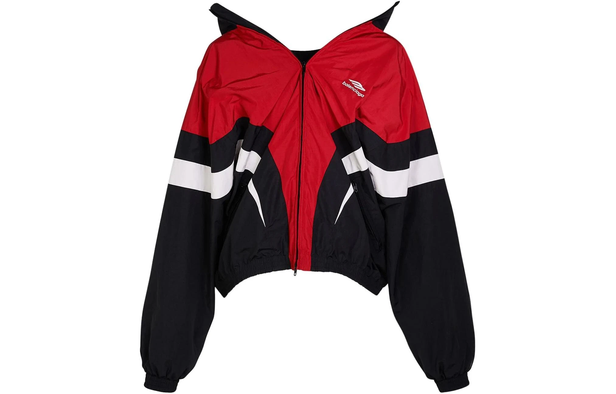 商品[国内直发] Balenciaga|巴黎世家 短款拼色双头拉链立领长袖夹克外套 宽松版型 男款 黑色,价格¥8051,第3张图片详细描述