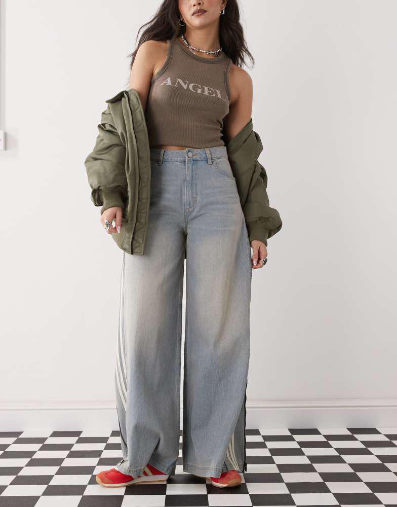 adidas Originals Adilenium Season 3 side zip jeans in light wash