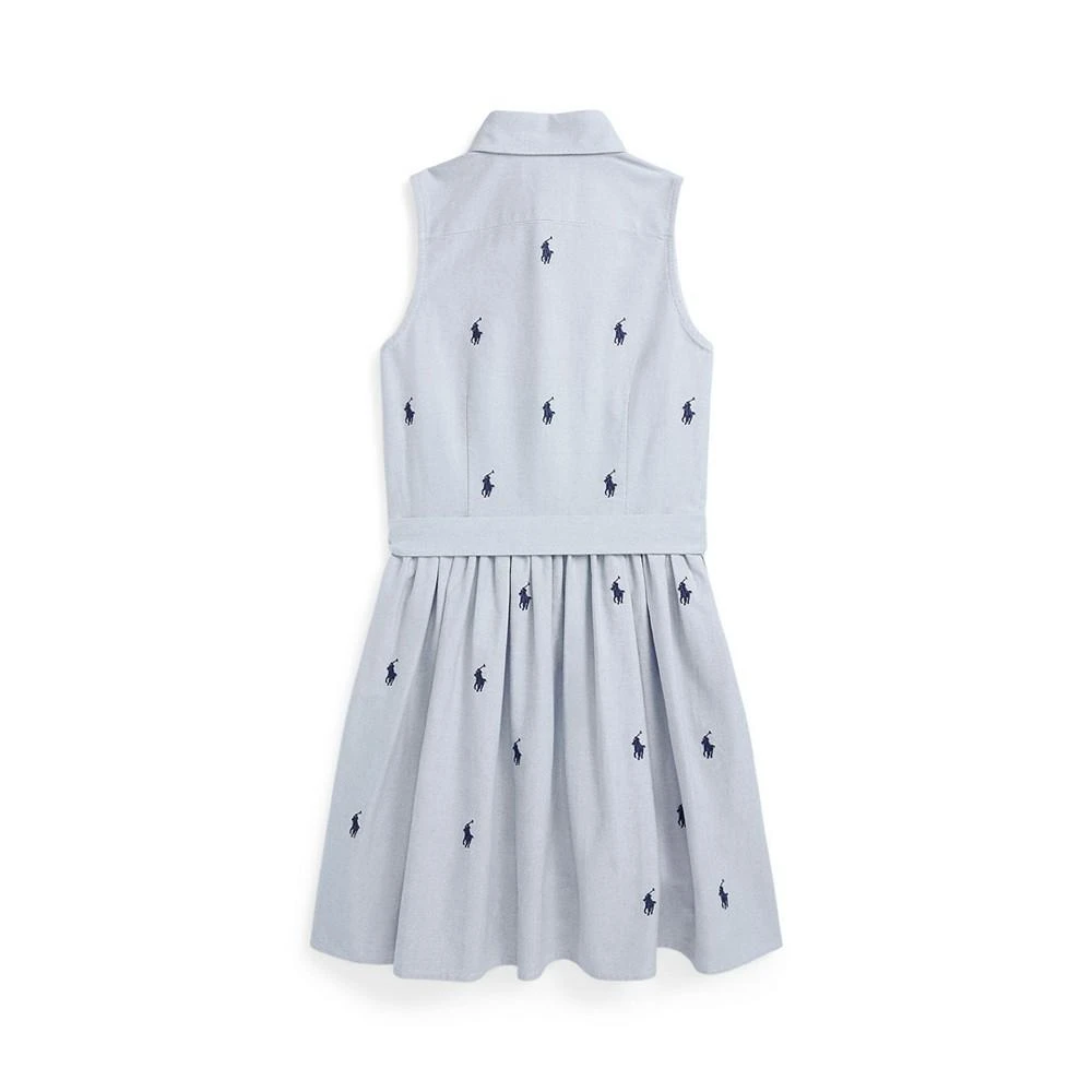 商品Ralph Lauren|Big Girls Belted Polo Pony Oxford Sleeveless Shirtdress,价格¥427,第4张图片详细描述