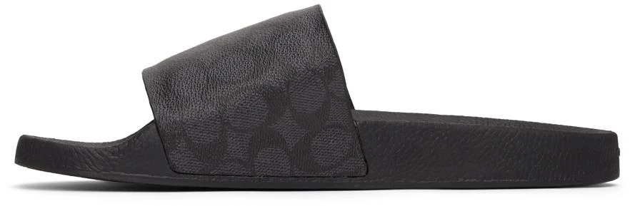 商品Coach|Black & Grey Logo Slide Sandals,价格¥507,第3张图片详细描述