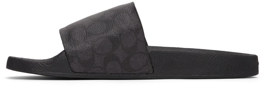 商品Coach|Black & Grey Logo Slide Sandals,价格¥704,第5张图片详细描述