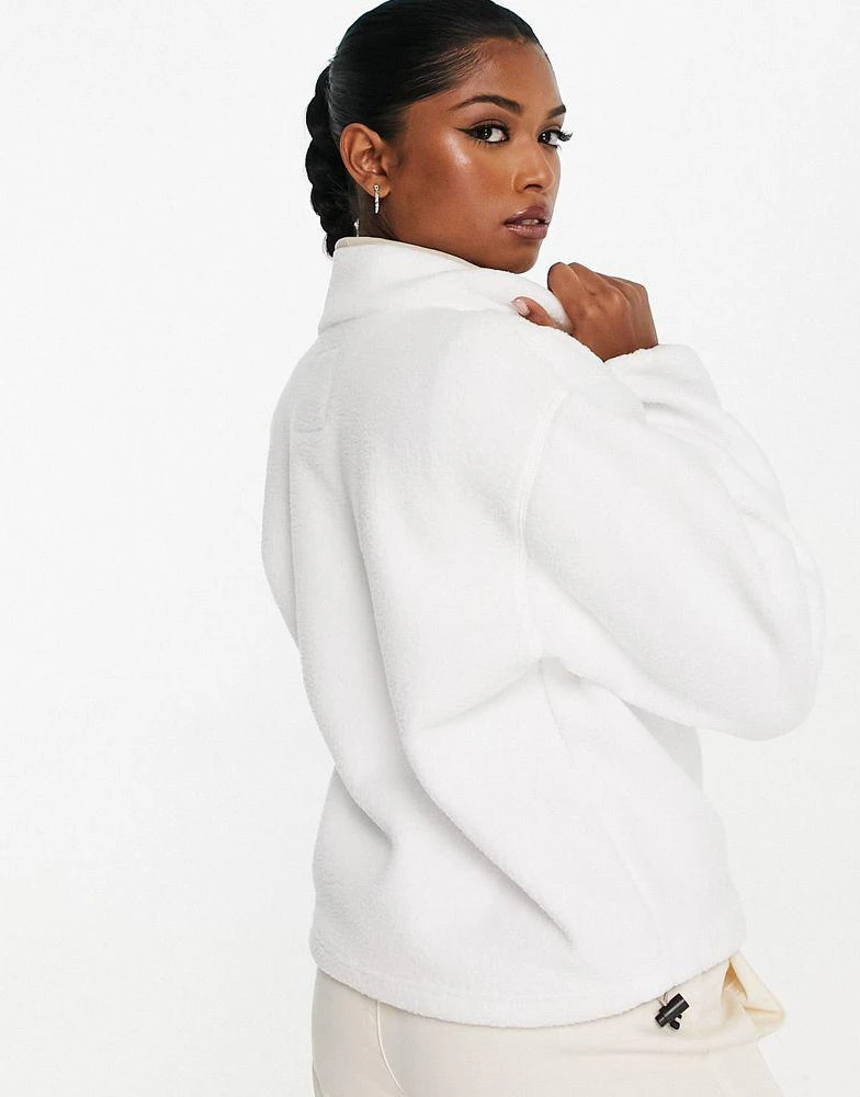 商品Columbia|Columbia Helvetia cropped 1/2 snap neck fleece in white Exclusive at ASOS,价格¥639,第3张图片详细描述
