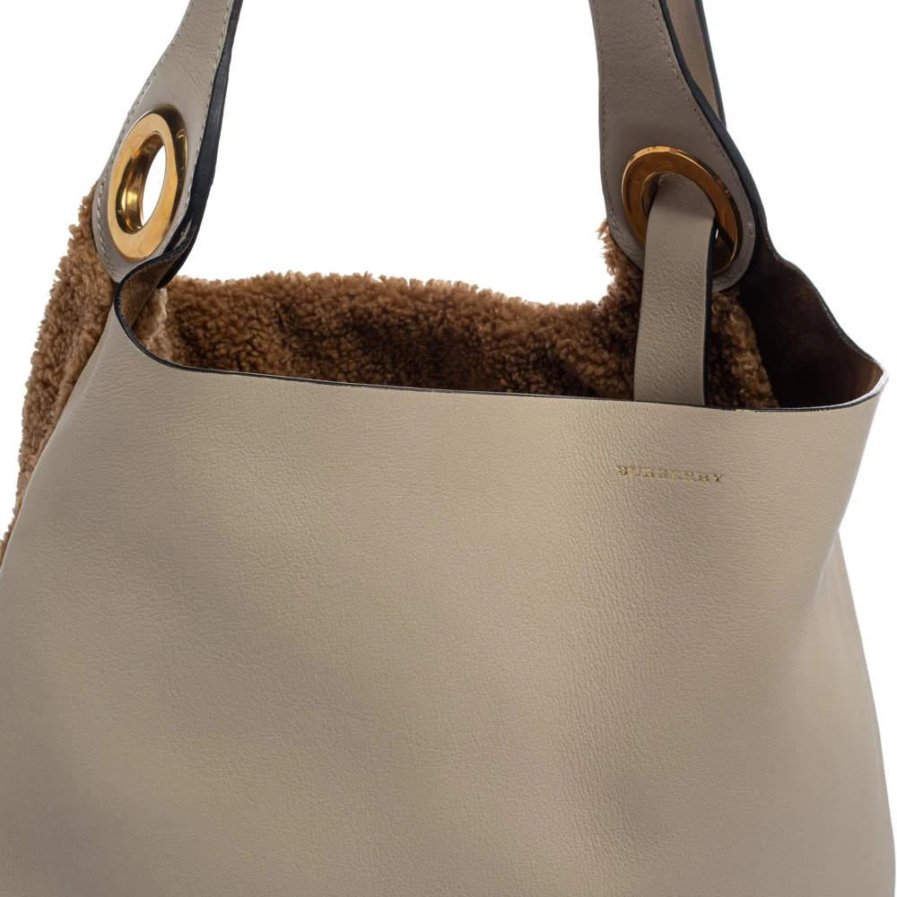 商品Burberry|Burberry Beige/Brown Leather and Fabric Medium Grommet Hobo,价格¥5706,第5张图片详细描述