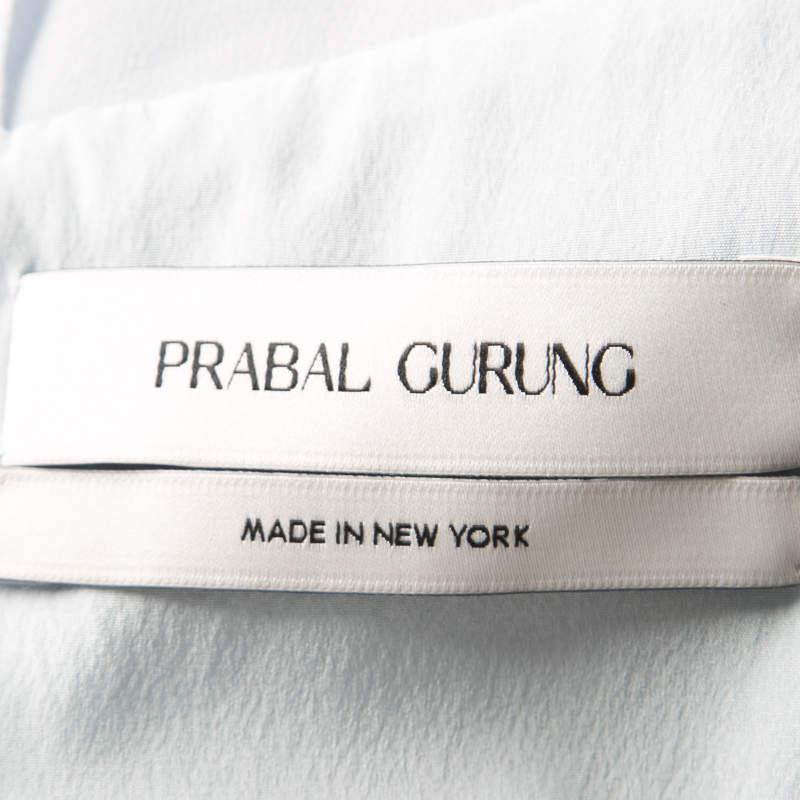 Prabal Gurung Powder Blue Sheer Sleeve Side Button Detail Dress M商品第7张图片规格展示