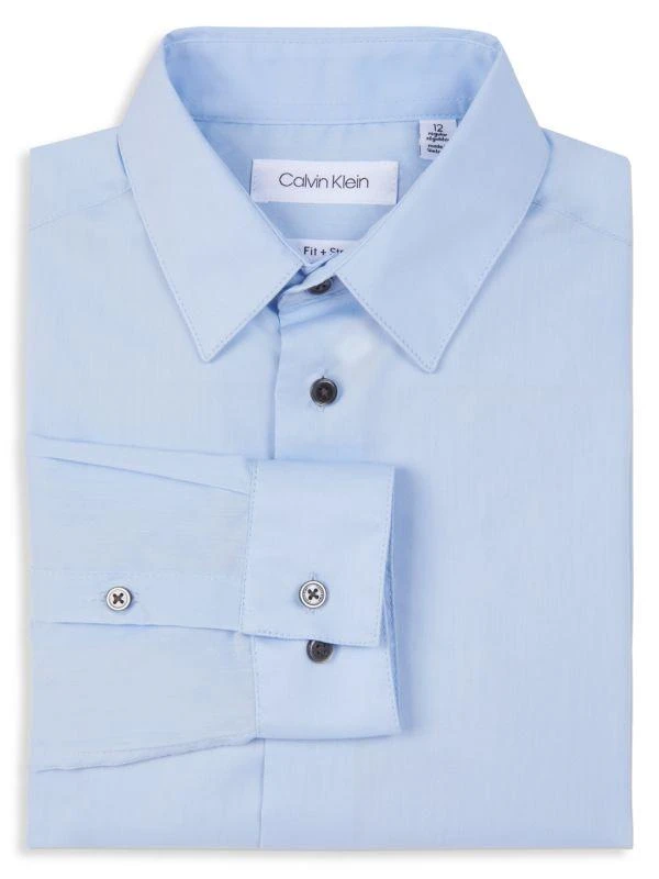 商品Calvin Klein|Boy's Husky Modern Fit Logo-Adorned Polka-Dot Print Shirt,价格¥117,第3张图片详细描述