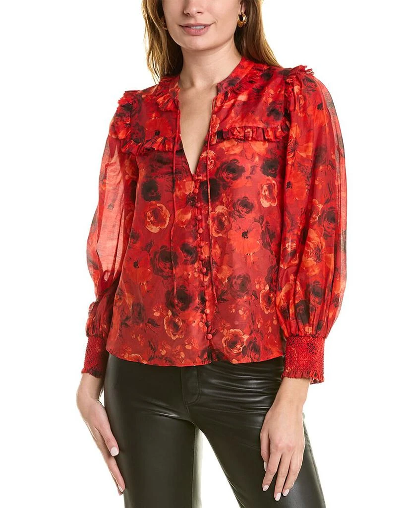 商品Alice + Olivia|alice + olivia Bette Silk-Blend Blouse,价格¥750,第1张图片