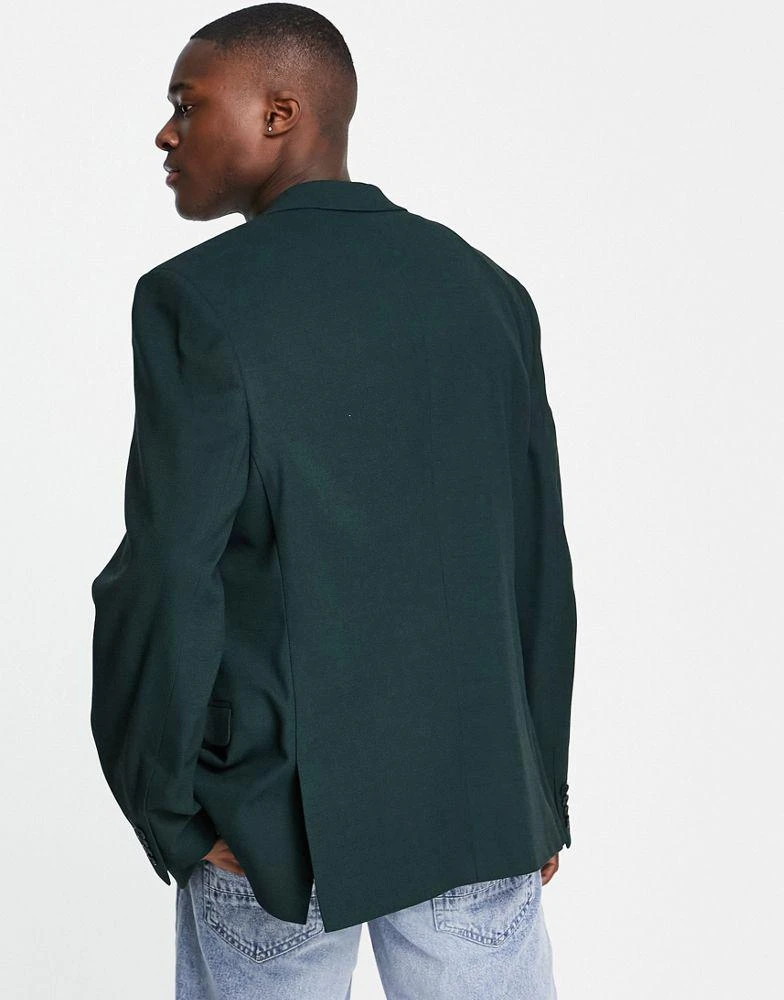 商品ASOS|ASOS DESIGN wedding super skinny suit jacket in forest green micro texture,价格¥452,第3张图片详细描述