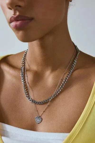 商品Urban Outfitters|Waterproof Celestial Heart Layering Necklace Set,价格¥76,第1张图片