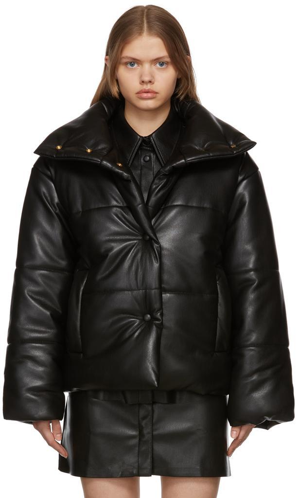 商品Nanushka|Black Hide Puffer Vegan Leather Jacket,价格¥3354,第1张图片