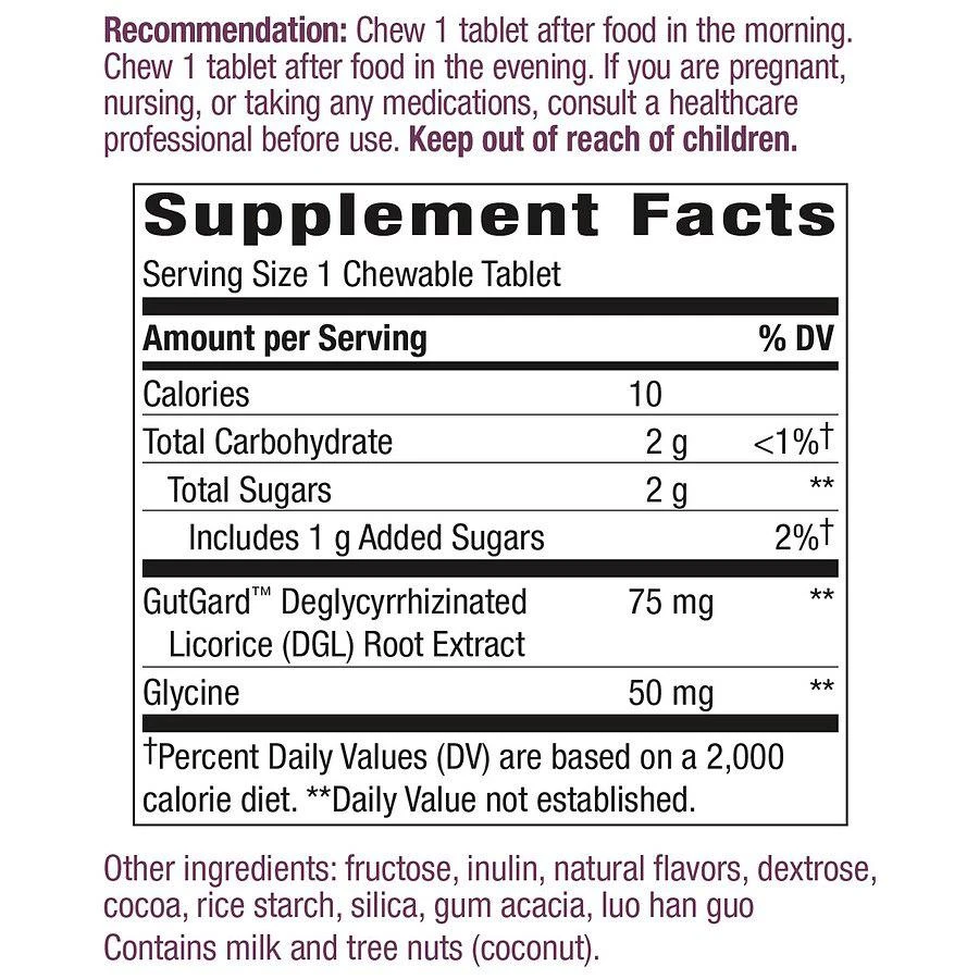 商品Enzymatic Therapy|DGL Ultra Extra Strength Digestive Relief Chewable Tablets, Chocolate Flavored German Chocolate,价格¥134,第3张图片详细描述