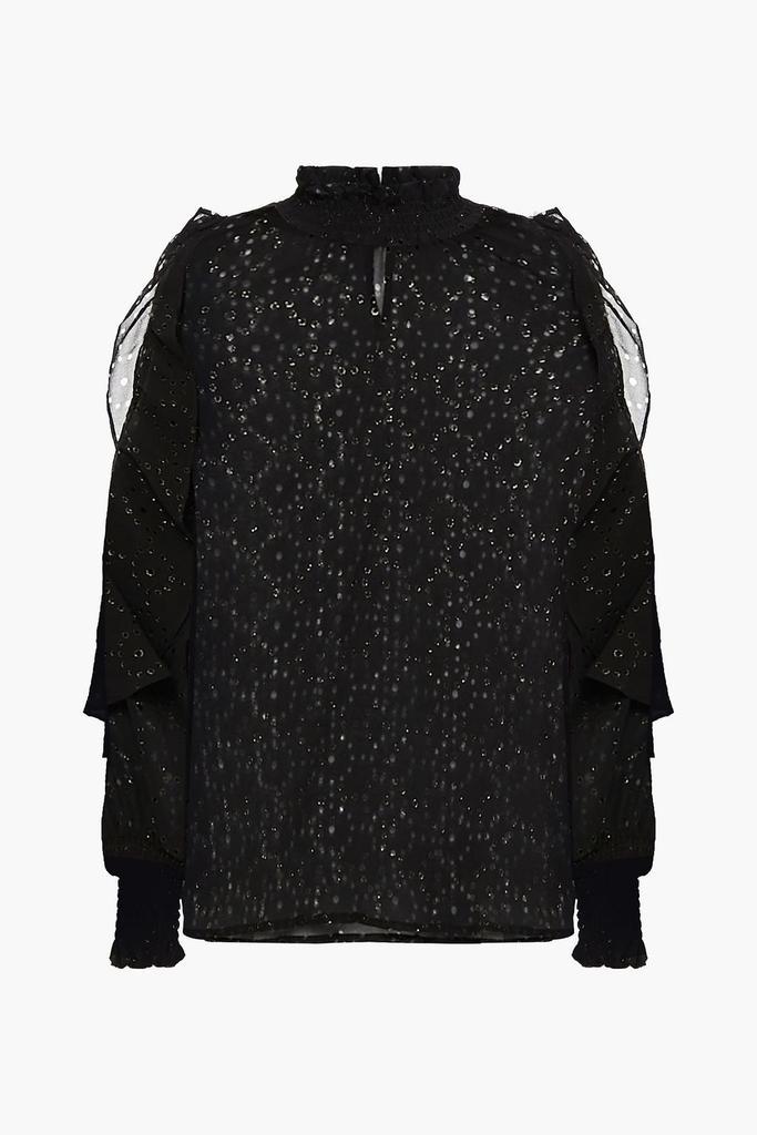 商品Maje|Laser-cut ruffled metallic crepe blouse,价格¥656,第5张图片详细描述