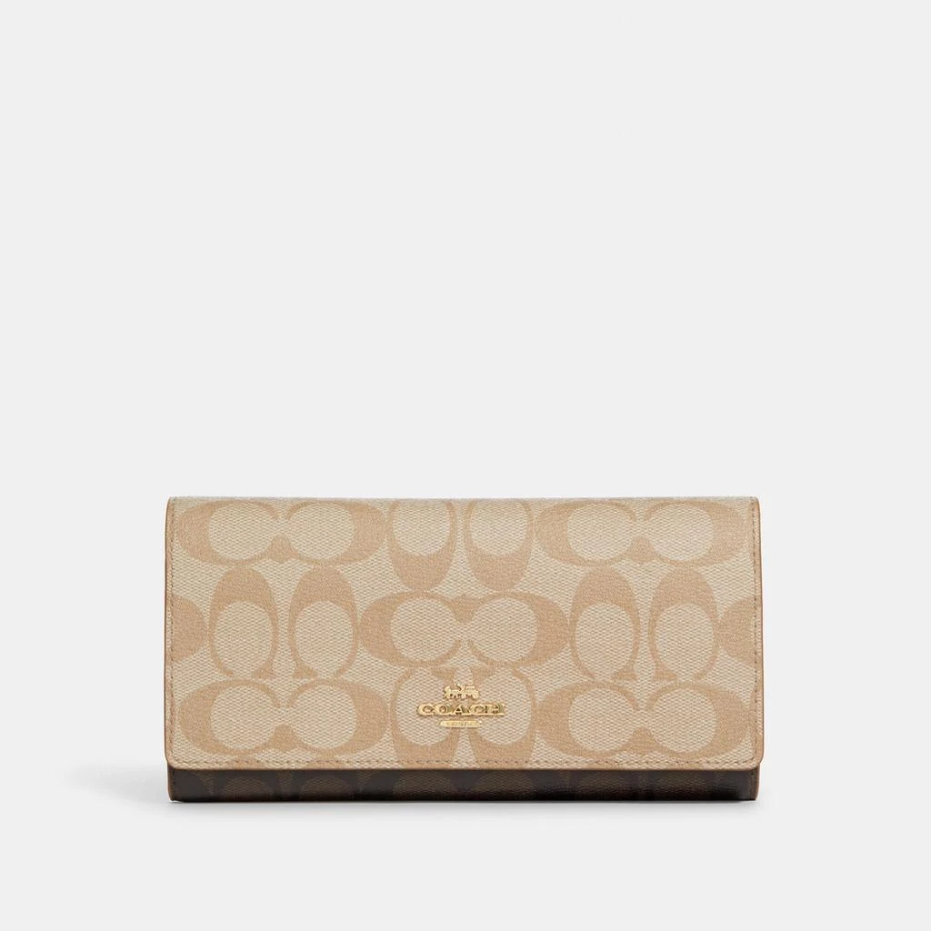 商品Coach|Coach Outlet Slim Trifold Wallet In Blocked Signature Canvas,价格¥766,第1张图片