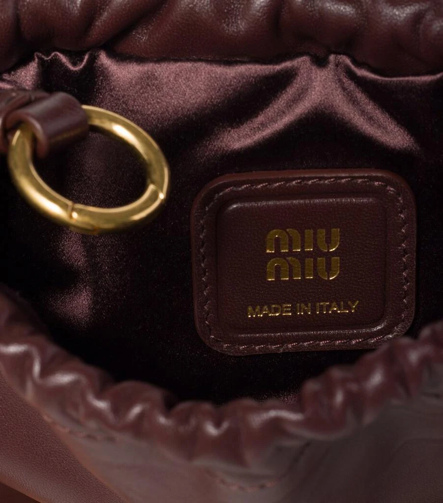商品Miu Miu|Nappa Leather Drawstring Pouch,价格¥6757,第4张图片详细描述