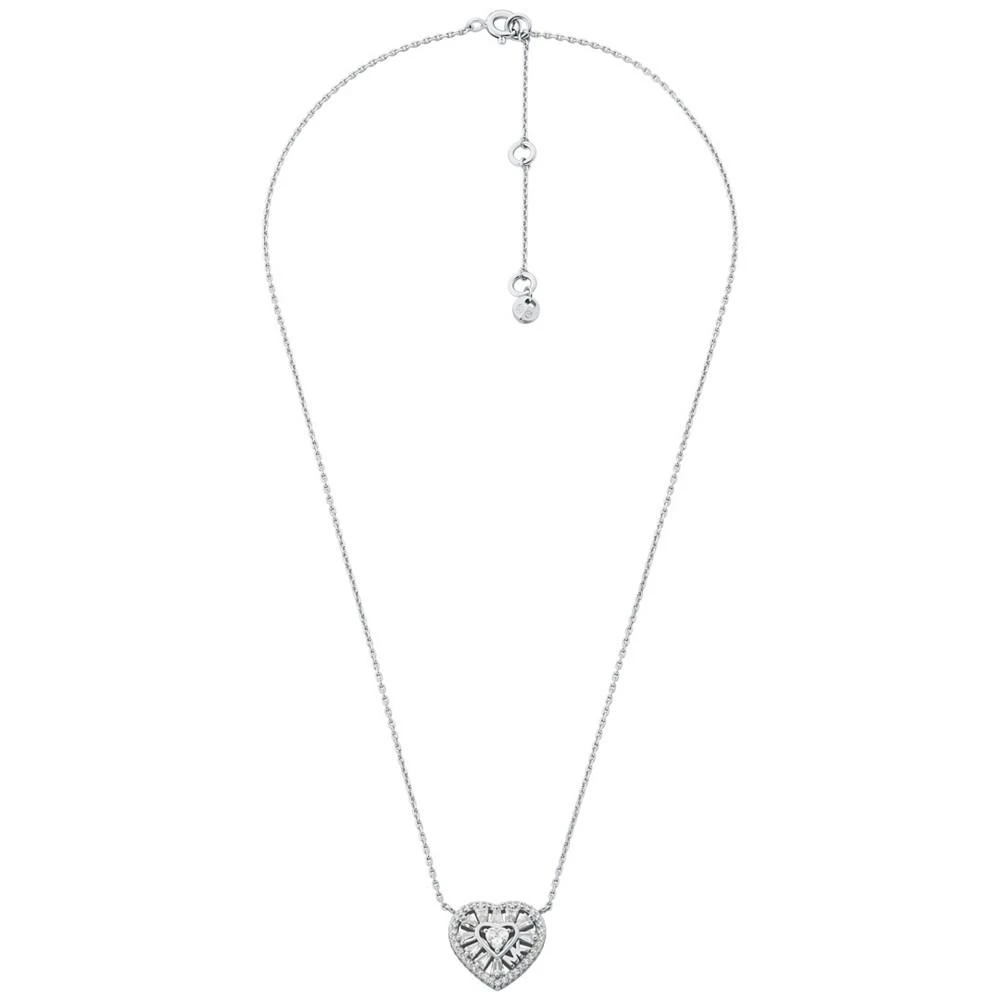 商品Michael Kors|Sterling Silver or 14k Rose Gold-plated Sterling Silver Tapered Baguette Heart Pendant Necklace,价格¥1130,第2张图片详细描述