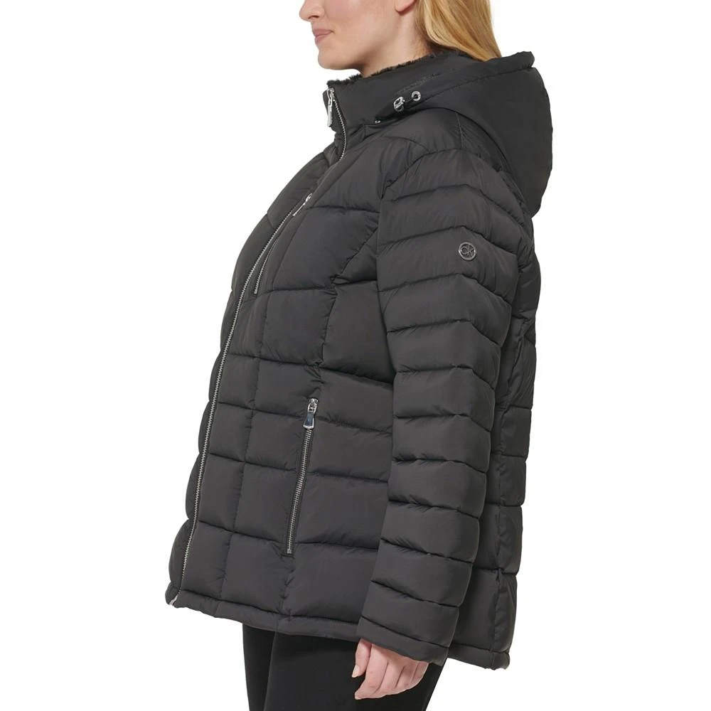 Women's Plus Size Faux-Fur-Trim Hooded Puffer Coat, Created for Macy's 商品