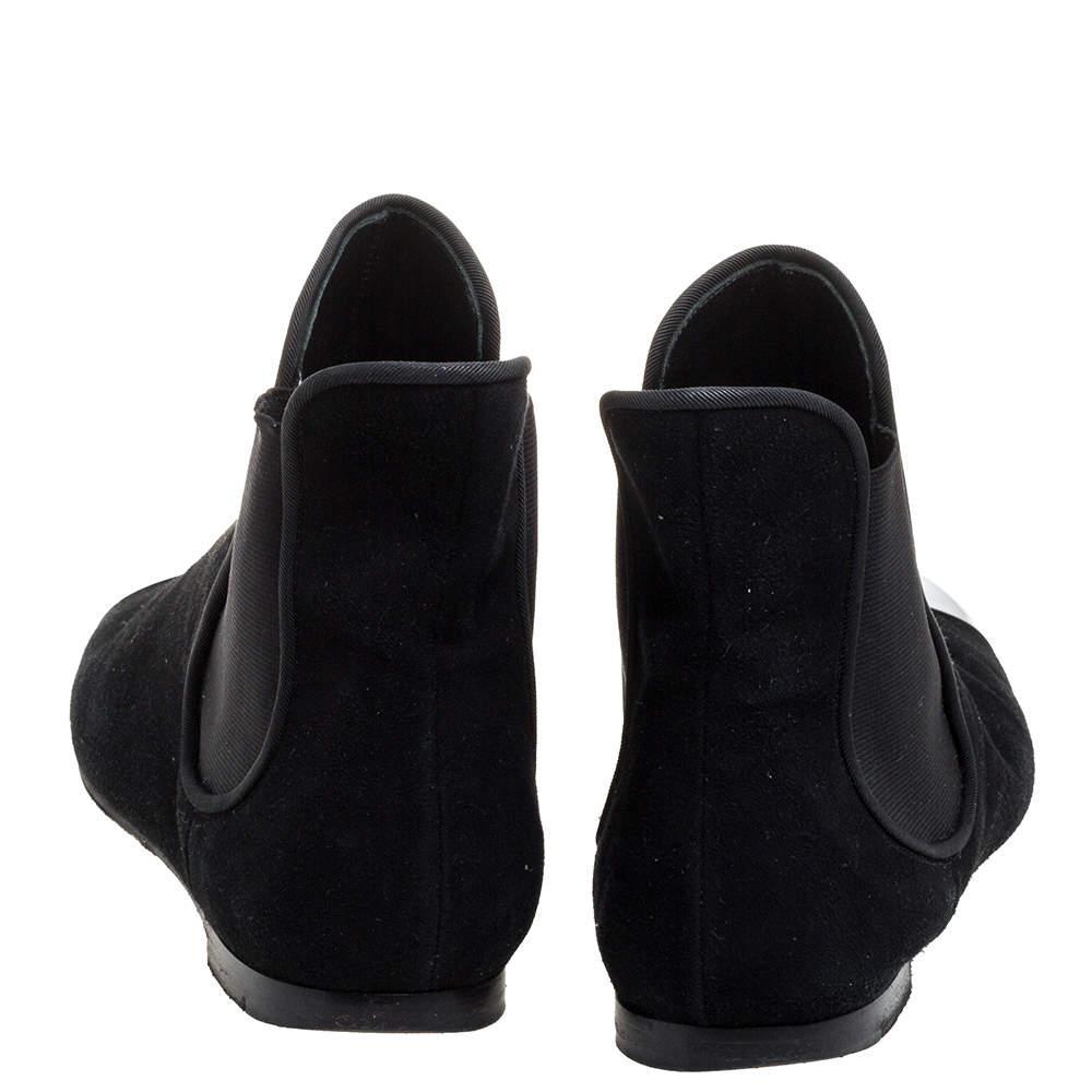 商品[二手商品] Giuseppe Zanotti|Giuseppe Zanotti Black Suede Leather Metal Cap Ankle Booties Size 40,价格¥1323,第7张图片详细描述