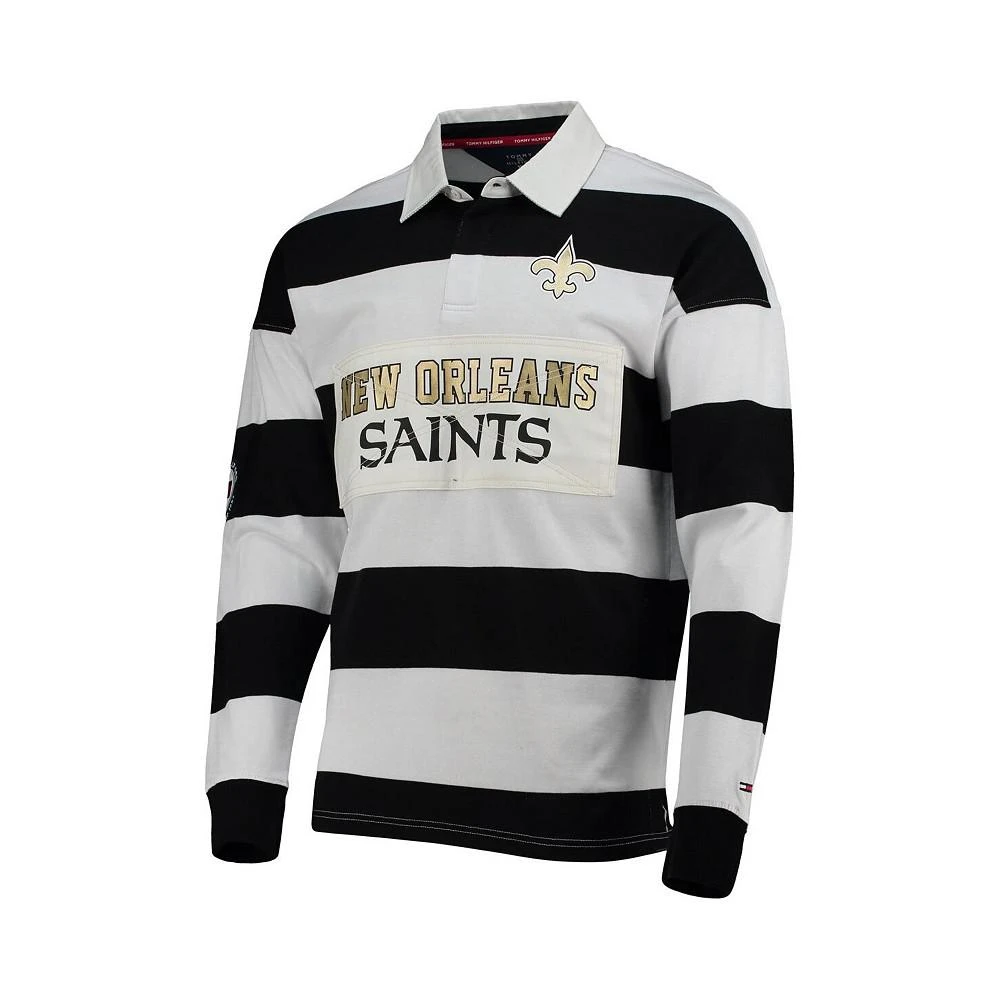 商品Tommy Hilfiger|Men's Black, White New Orleans Saints Varsity Stripe Rugby Long Sleeve Polo Shirt,价格¥974,第2张图片详细描述