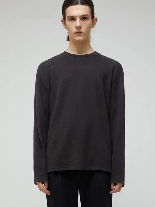 商品GARMENT LABLE|Knit Long Sleeve T-Shirt_Charcoal,价格¥405,第1张图片