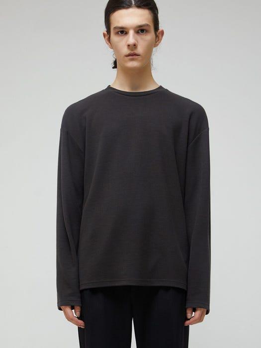 商品GARMENT LABLE|Knit Long Sleeve T-Shirt_Charcoal,价格¥390,第1张图片