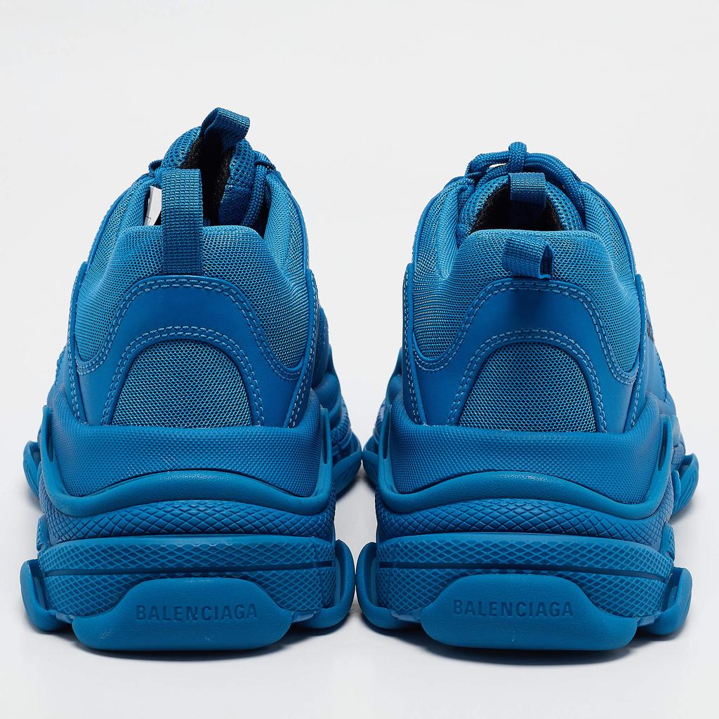 Balenciaga Blue Mesh and Leather Triple S Sneakers Size 42 – On