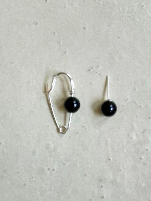 商品nuavo|Onyx Silver Clip Earrings,价格¥515,第1张图片