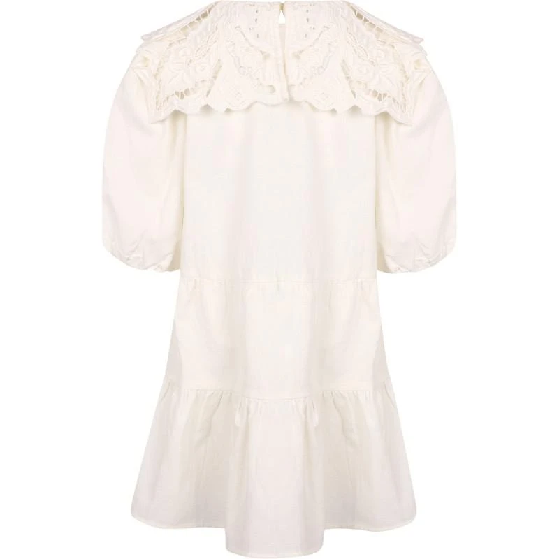 商品Sea|Anita eyelet lace puff sleeve dress in cream,价格¥1109,第2张图片详细描述