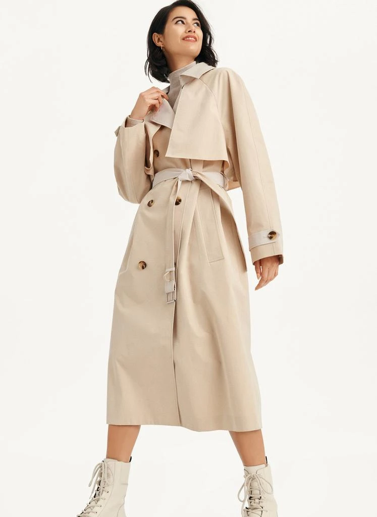 商品DKNY|Colorblocked Crinkle Trench,价格¥1436,第3张图片详细描述