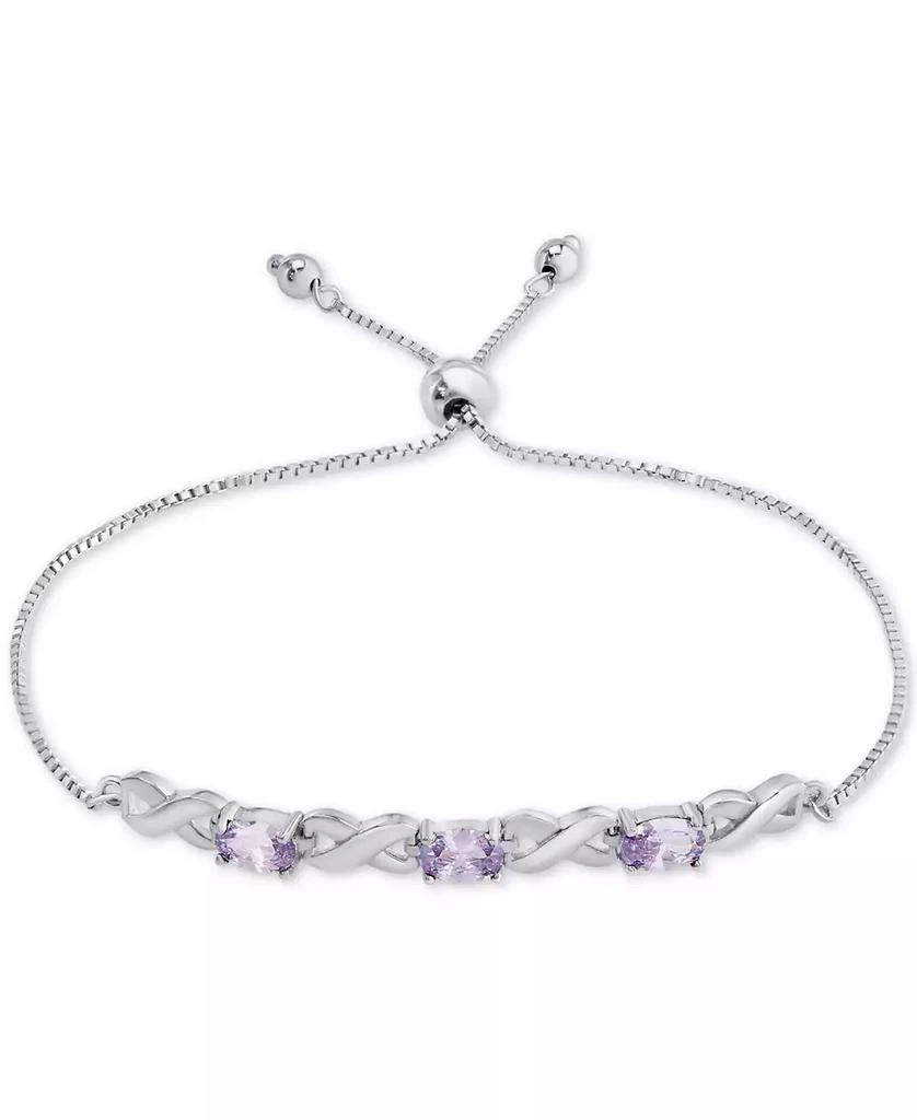 商品Macy's|Amethyst Bolo Bracelet (1-3/4 ct. t.w.) in Sterling Silver (Also in Blue Topaz, Sapphire & Simulated Opal),价格¥187,第1张图片