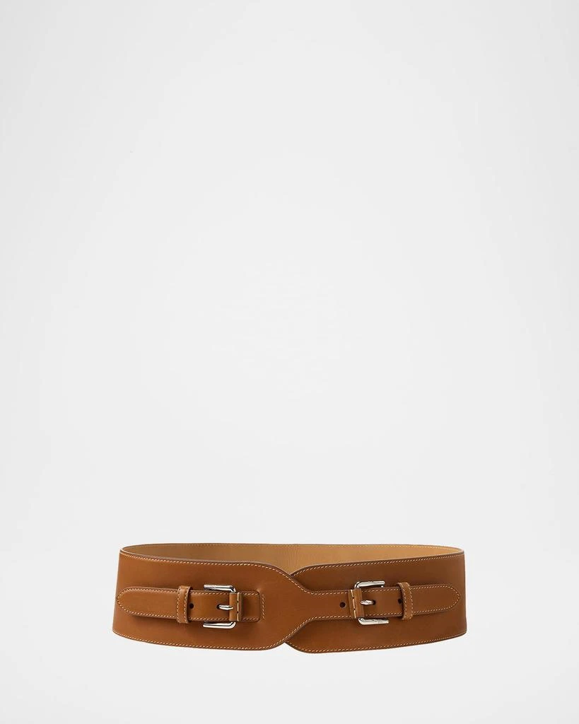 商品Ralph Lauren|Double-Buckle Calfskin Wide Waist Belt,价格¥4584,第1张图片