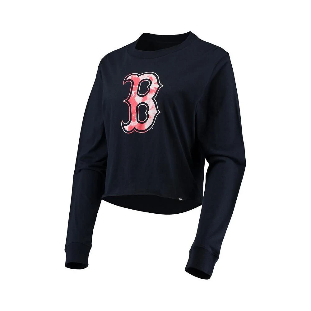 商品New Era|Women's Navy Boston Red Sox Baby Jersey Cropped Long Sleeve T-shirt,价格¥252,第2张图片详细描述