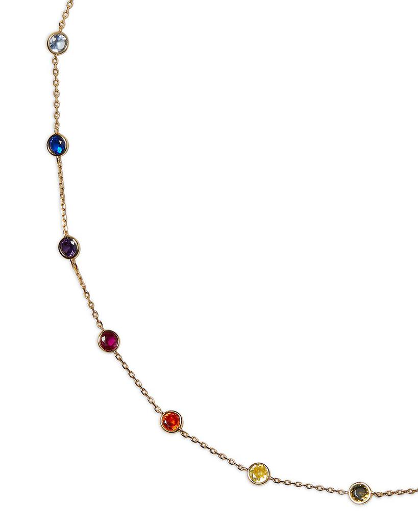 Rainbow Cubic Zirconia Dotted Collar Necklace in Gold Tone, 16"-19"商品第2张图片规格展示