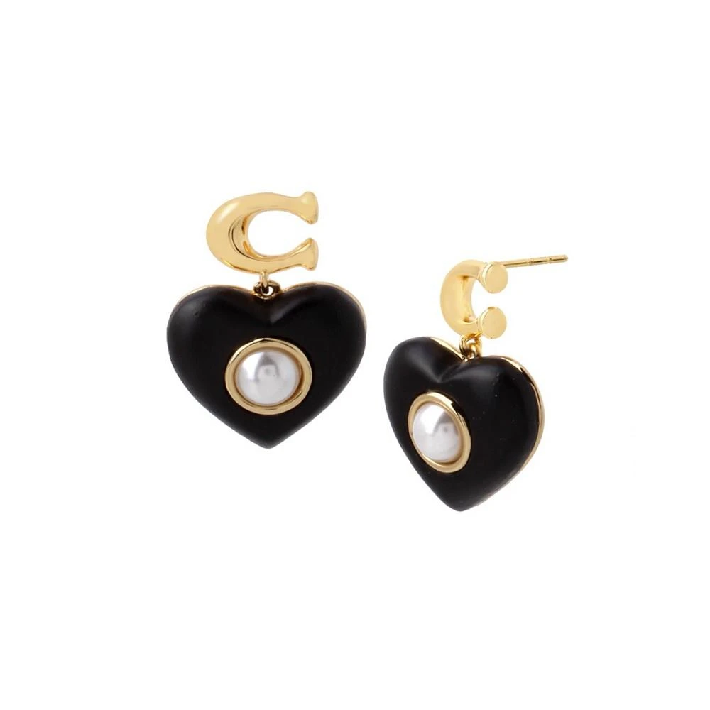 商品Coach|Women's Signature C Wooden Heart Drop Earrings,价格¥447,第1张图片