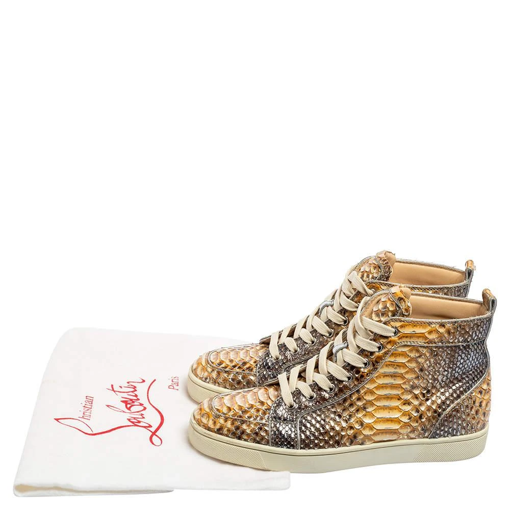 Christian Louboutin Metallic Mustard/Brown Python Leather Rantus Orlato High-Top Sneakers Size 41 商品