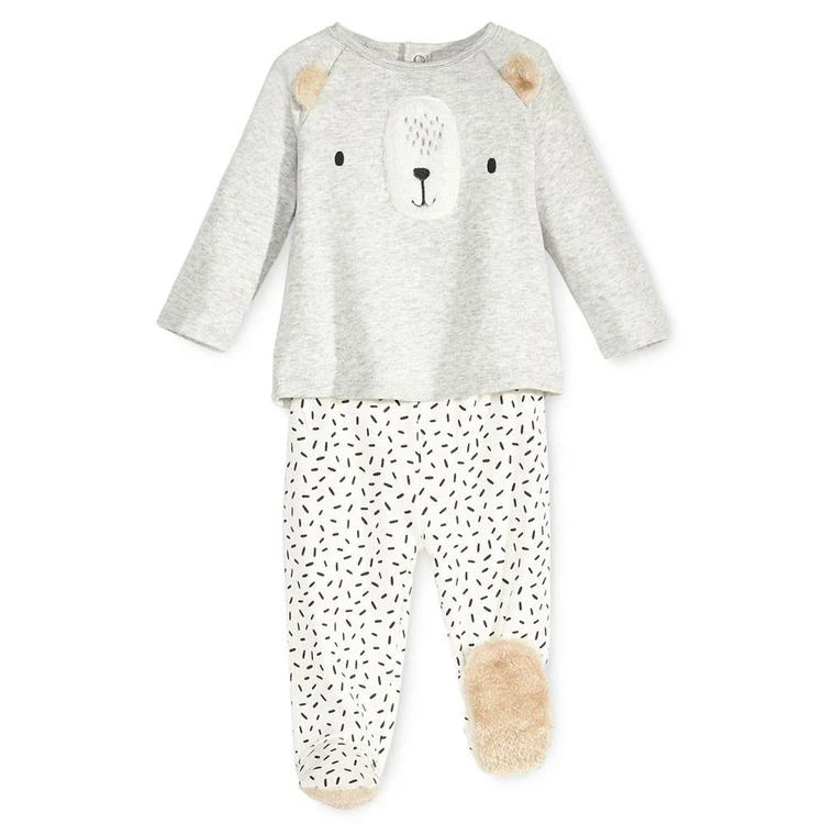 商品First Impressions|2-Pc. Bear Top & Footed Pants Set with Faux Fur Trim, Baby Boys & Girls (0-24 months), Created for Macy's,价格¥42,第2张图片详细描述