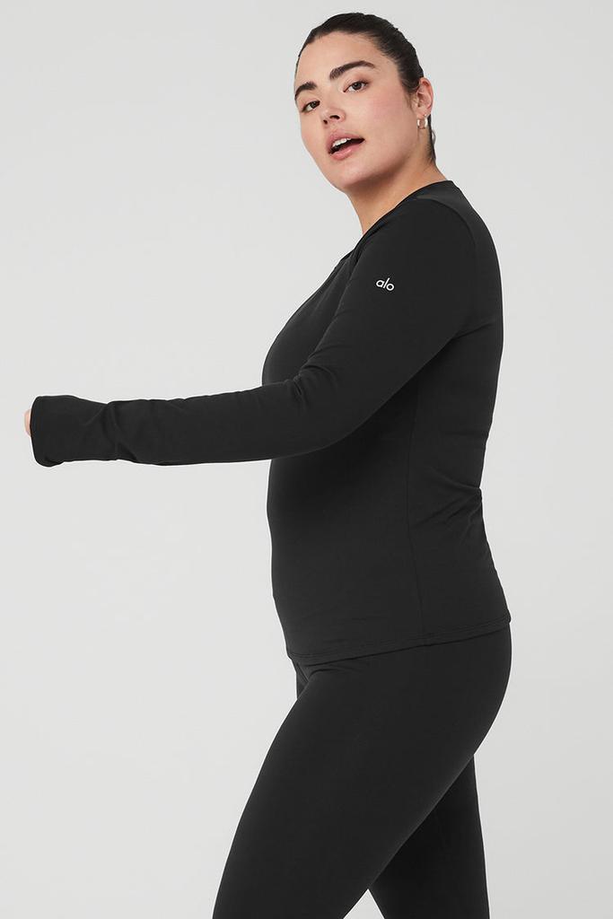 Alo Airbrush Winter Warm Nocturne Long Sleeve - Black - Outdoor