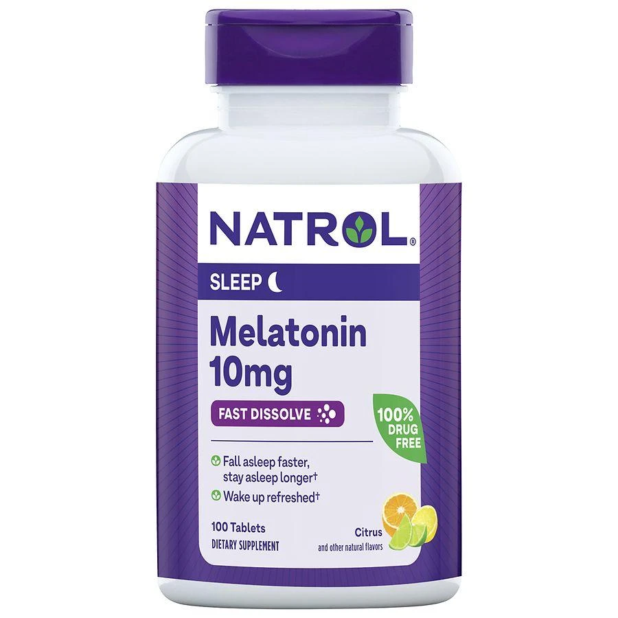 商品Natrol|Melatonin 10 mg Maximum Strength Fast Dissolve Tablets Citrus,价格¥142,第1张图片