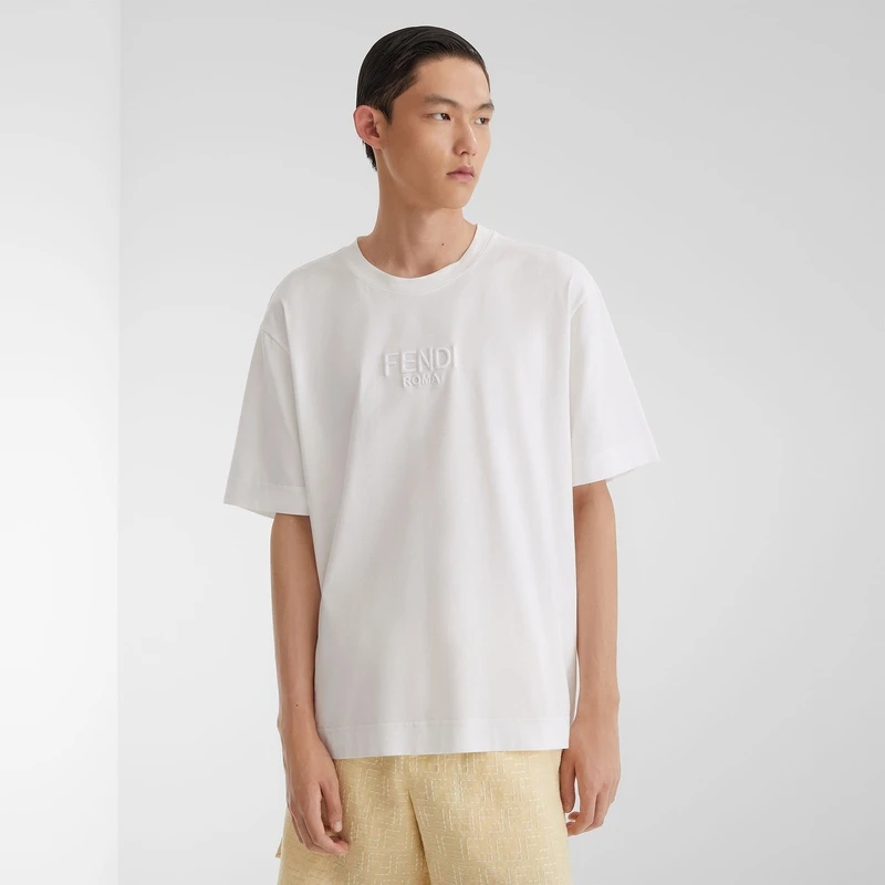 商品Fendi|FENDI/芬迪 男士白色棉短袖T恤,价格¥5257,第6张图片详细描述