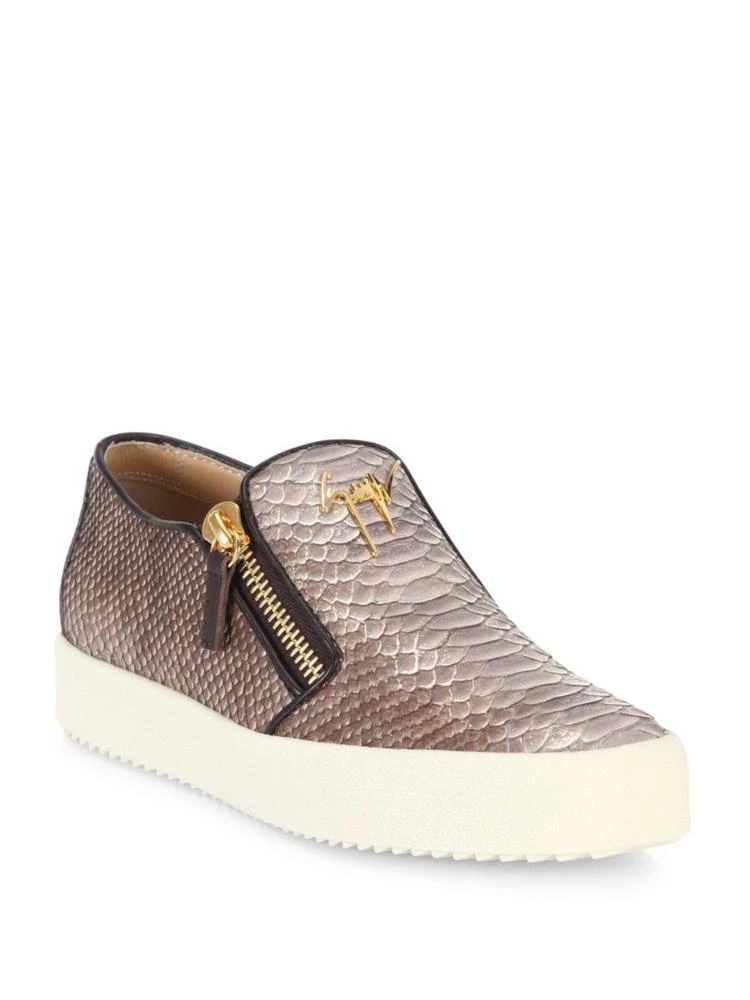 商品Giuseppe Zanotti|Giuseppe Zanotti - Snake-Embossed Leather Slip-On Sneakers,价格¥2025,第1张图片