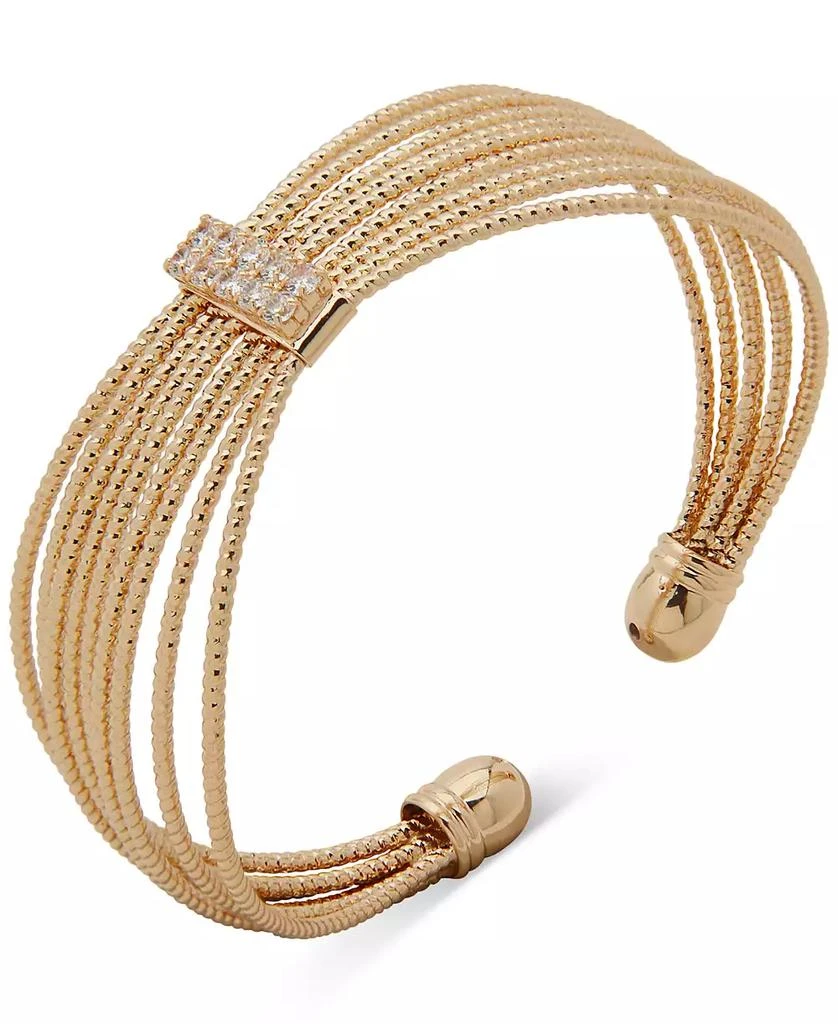 商品Anne Klein|Boxed Gold Tone Crystal Multirow Cuff Bracelet,价格¥127,第1张图片