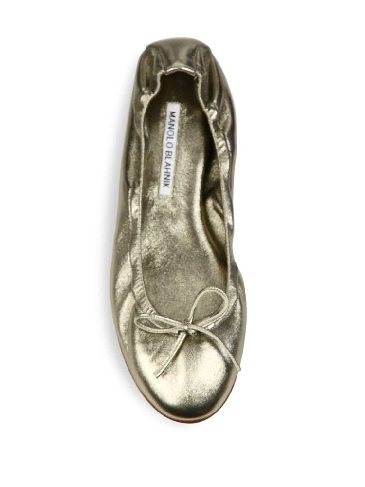 商品Manolo Blahnik|Tobaly Metallic Leather Ballet Flats,价格¥1649,第4张图片详细描述