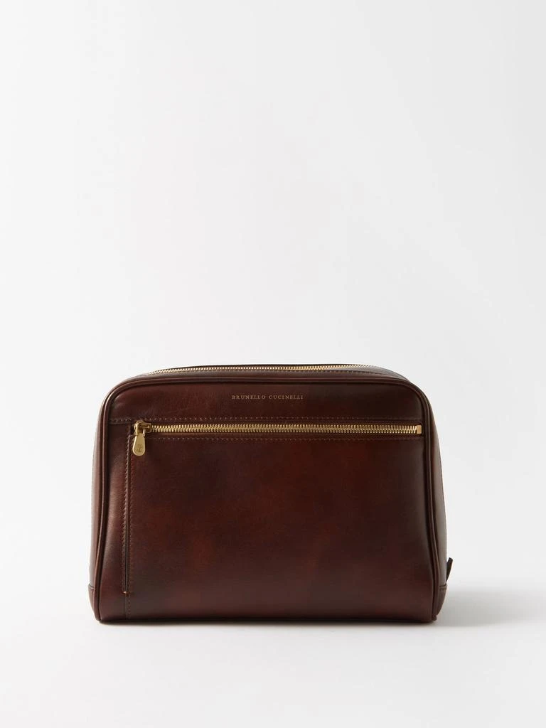 商品Brunello Cucinelli|Logo-print leather washbag,价格¥12048,第1张图片