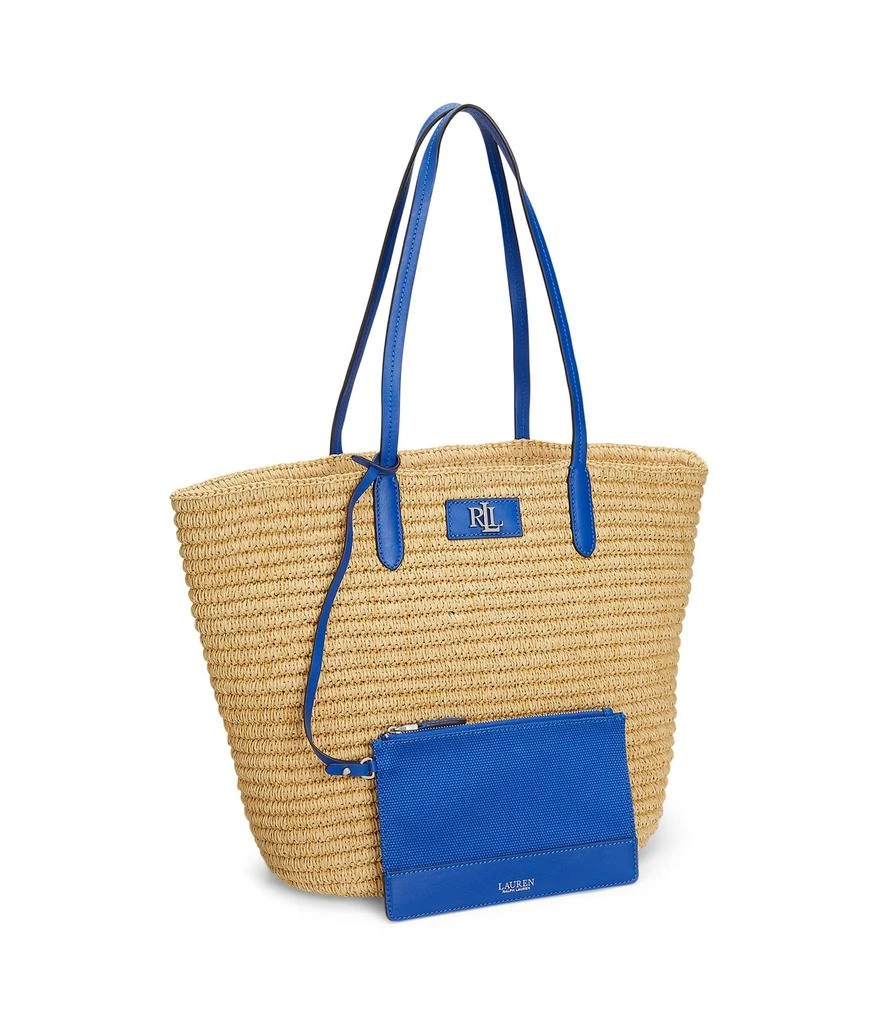 商品Ralph Lauren|Brie Leather-Trim Straw Medium Tote Bag,价格¥1665,第1张图片