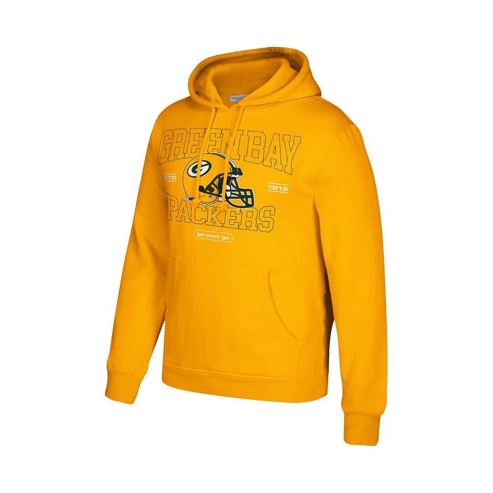 商品Mitchell & Ness|Men's Gold-Tone  Green Bay Packers Classic Helmet Pullover Hoodie,价格¥520,第3张图片详细描述